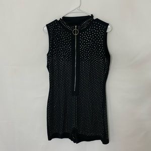 Black Rhinestone Romper